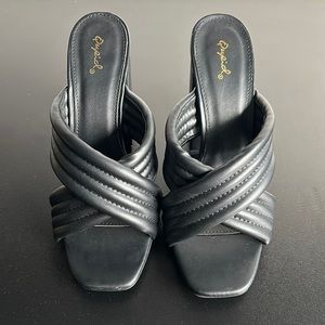 LUIZA FAUX LEATHER BLOCK HEELED SANDAL